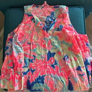 Lilly Pulitzer Vibrant Pink and Blue Midi Dress